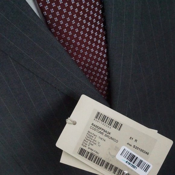 Brioni Brunico Theta S160s Wool Gray Pinstriped 2Pc Suit Jacket Pants Sz 41R NEW - Picture 7 of 13
